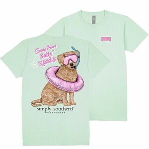 Simply Southern Mint Green 'Sandy Paws Salty Kisses' Short Sleeve Tee XXL